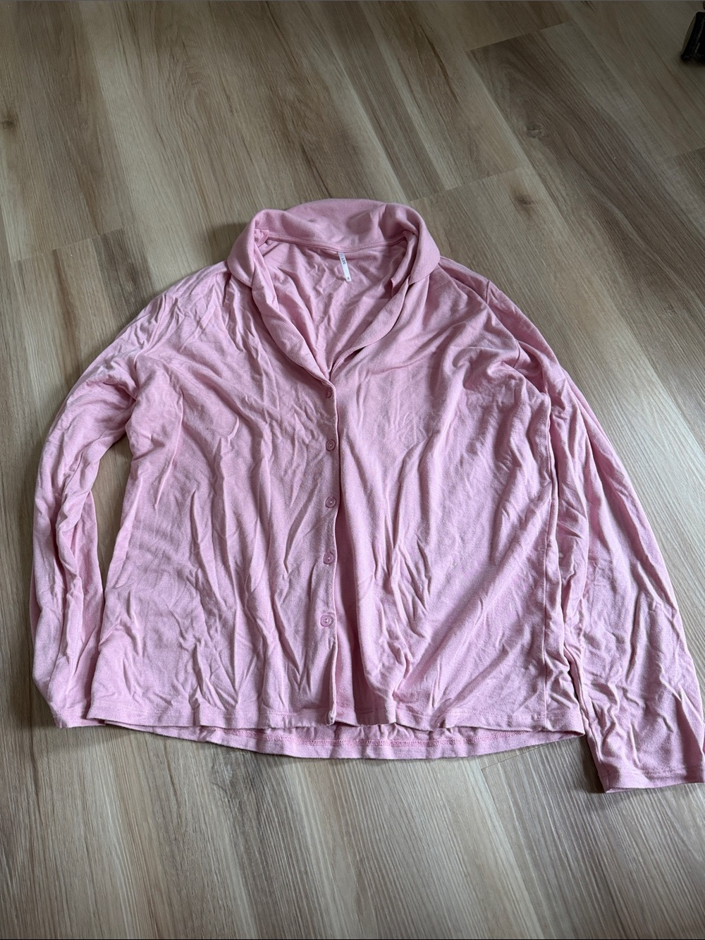 SET Active Light Pink Button-Front Collar Lounge Top